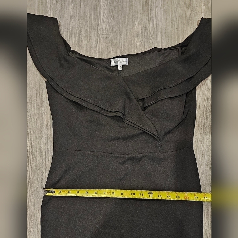 Size XL | Emerald Sundae Womens Black Bodycon Ruffle Trum Neckline Dress - Picture 12 of 12